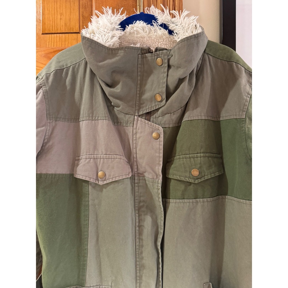 One Teaspoon Green Colorblock Patchwork Faux Shea… - image 6